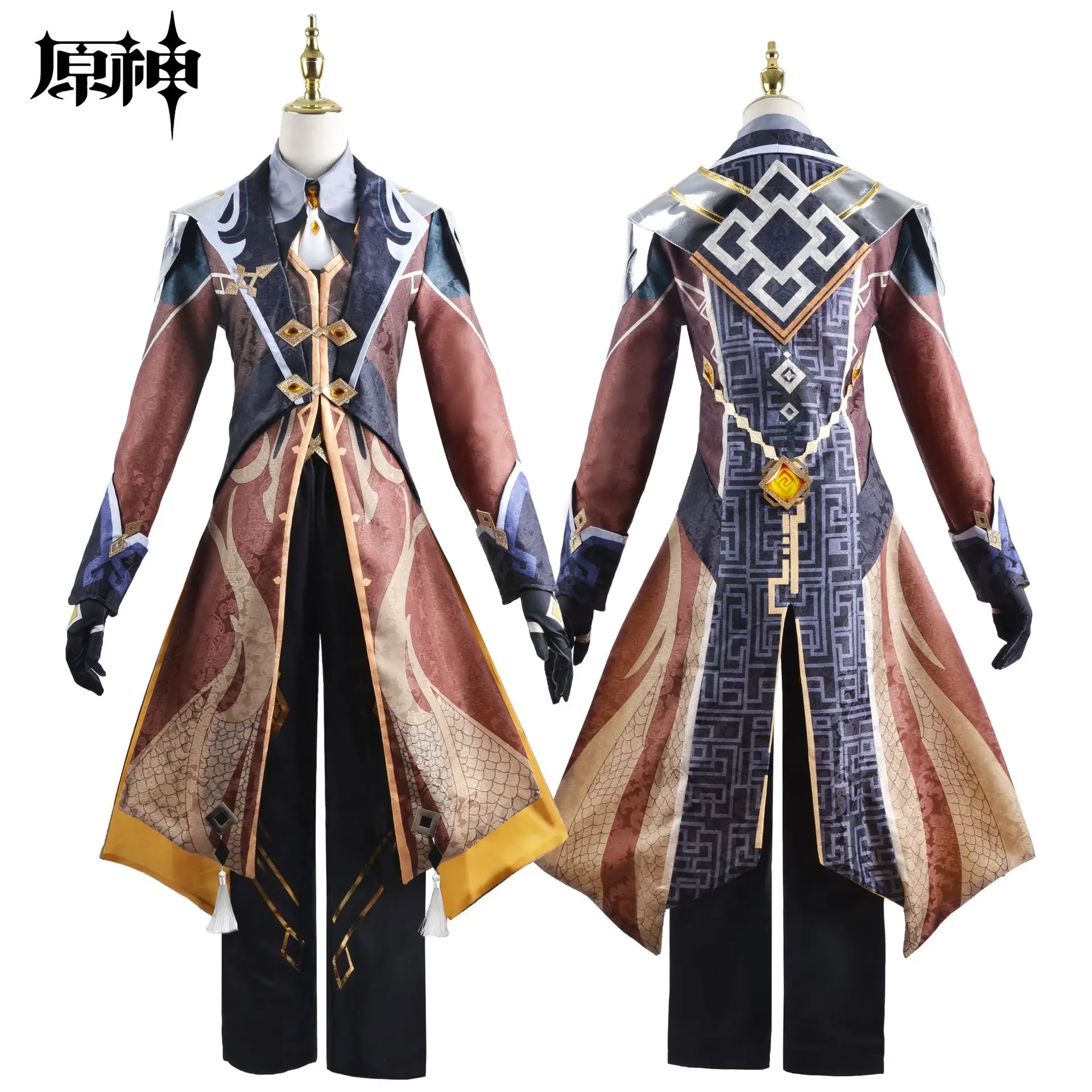 

Anime Costume Genshin Impact Zhongli Cosplay Zhong Li Archon Full Set Wig Gloves Earning Wig For Men Outfits Halloween