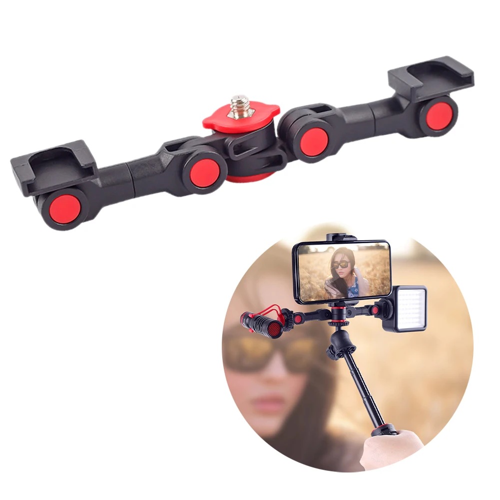 

1/4'' DSLR Nylon Extension Bar Flash Plate Dual Cold Shoe Mount Bracket For Microphone