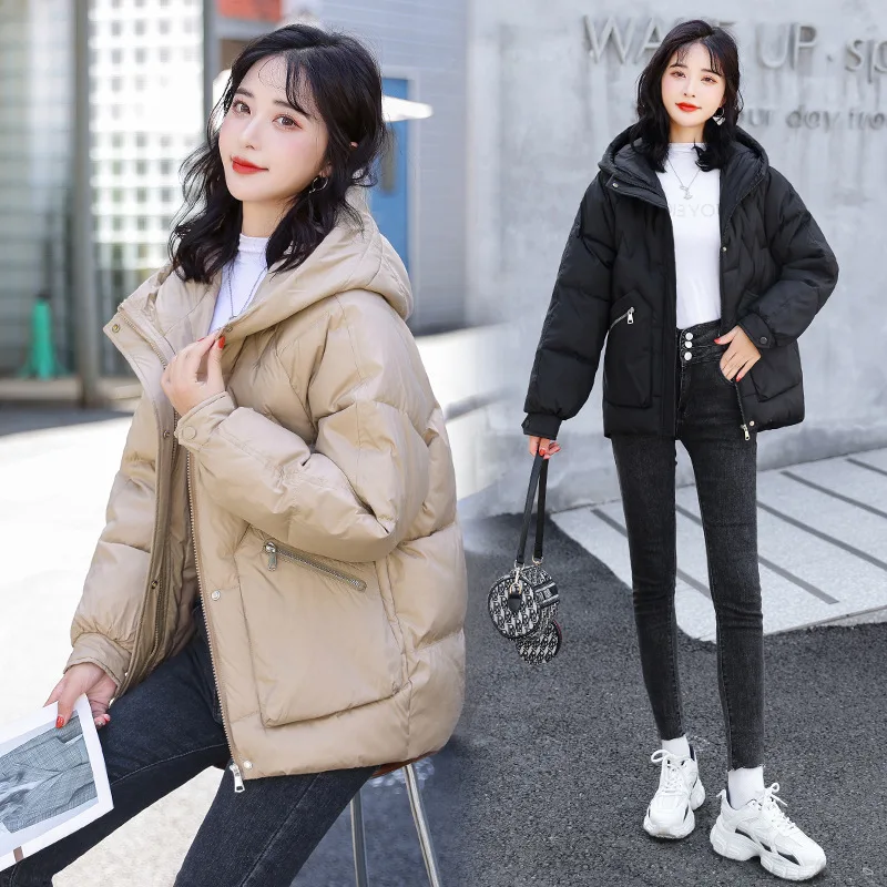 PinkyIsBlack Autumn Winter Jacket Women 2022 New Short Basic Down Thicken Coat Oversized Parkas with Hood Puffer Outerwear 4XL