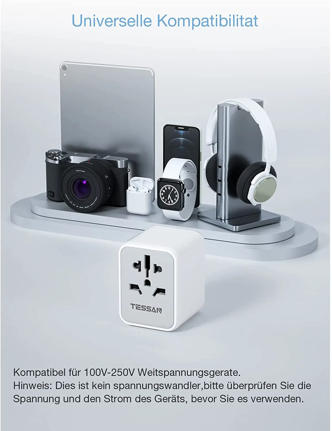 ТESSAN Путешественник Адаптер Международный Универсальный Питание Все-в-одном с 2 USB-портами Всемирное Зарядное Устройство для Великобритании/ЕС/США/Азии