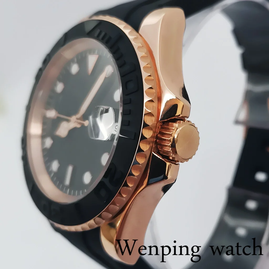 40mm Men's Classic Top Luxury Mechanical Watch Rose Gold Two-way rotating case Sapphire Glass NH35 Movement Automatic |