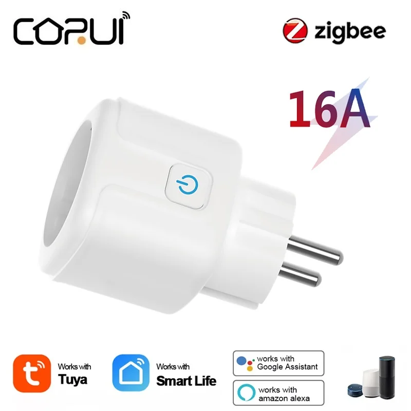 

CORUI Tuya Zigbee EU Smart Plug Socket Smart Home Wireless Control Smartlife Power Monitor Outlet Google Alexa Enchufe Inteligen