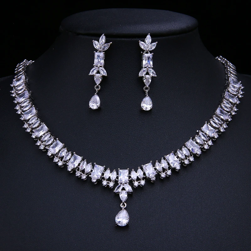 

GMGYQ New Arrval Various Shapes CZ Combinations with Small Water Drop Jewelry Sets for Elegant Ladies Dinner Party Accessories