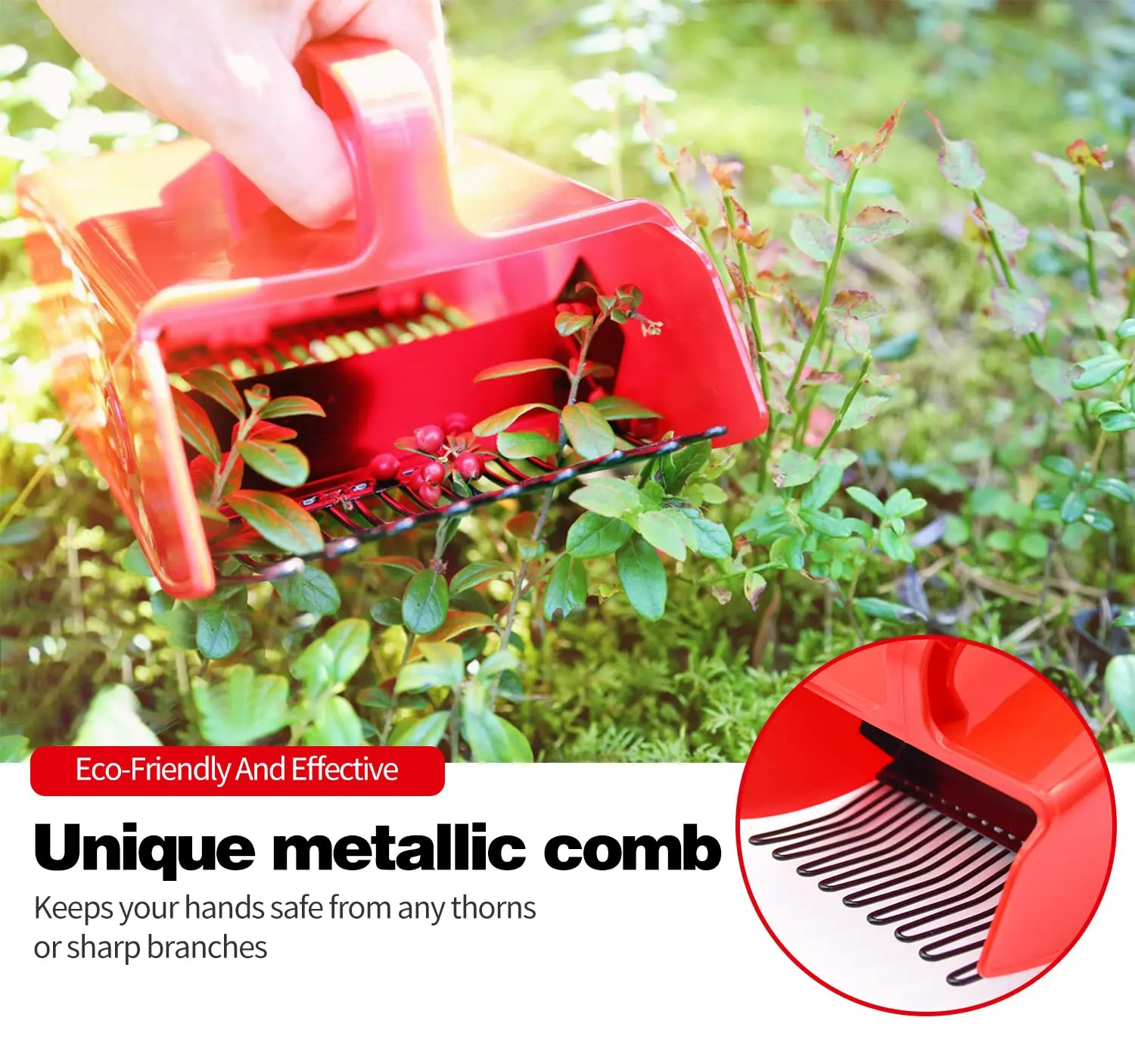 

Home Outdoor Berry Picker with Metal Comb Easy To Clean Reusable Blueberry Collection Picking Garden Tool Ergonomic Handle