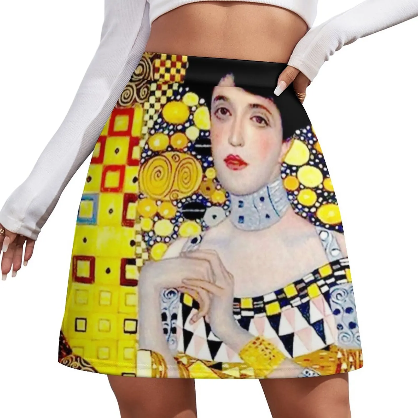 

Gustav Klimt Skirt Lady in Gold Portrait Kawaii Mini Skirts Spring High Waist Design Aesthetic Casual Skirt Big Size 3XL 4XL