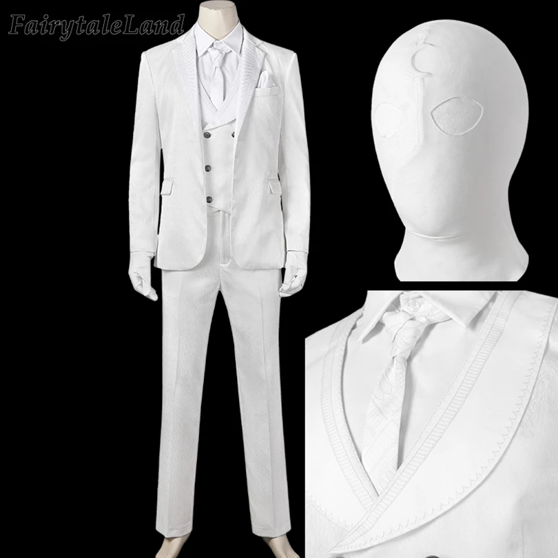 

Halloween Carnival Marc Spector Outfit Moon Soldier Cosplay Mr Knight White Suit Superhero Costume Party Shining Clothing