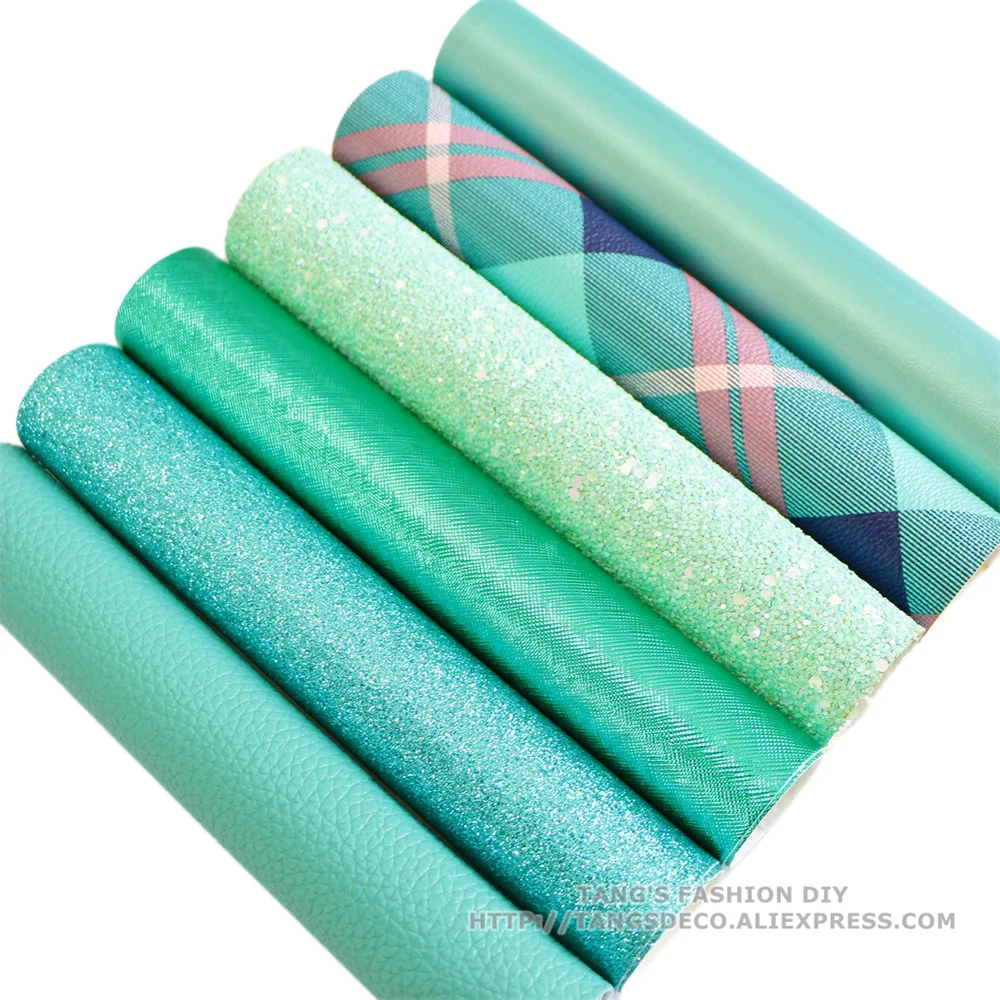

6pcs/Set---20X22CM Mint Color DIY Synthetic Faux PU Leather Set