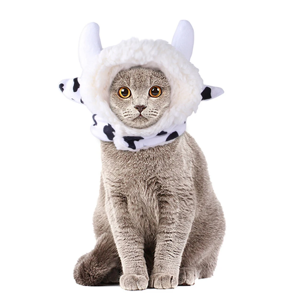 

Funny Pet Dog Cat Cap Costume Warm Animal Shape Hat New Year Party Christmas Cosplay Cow Tiger Headwear Accessories Photo Props
