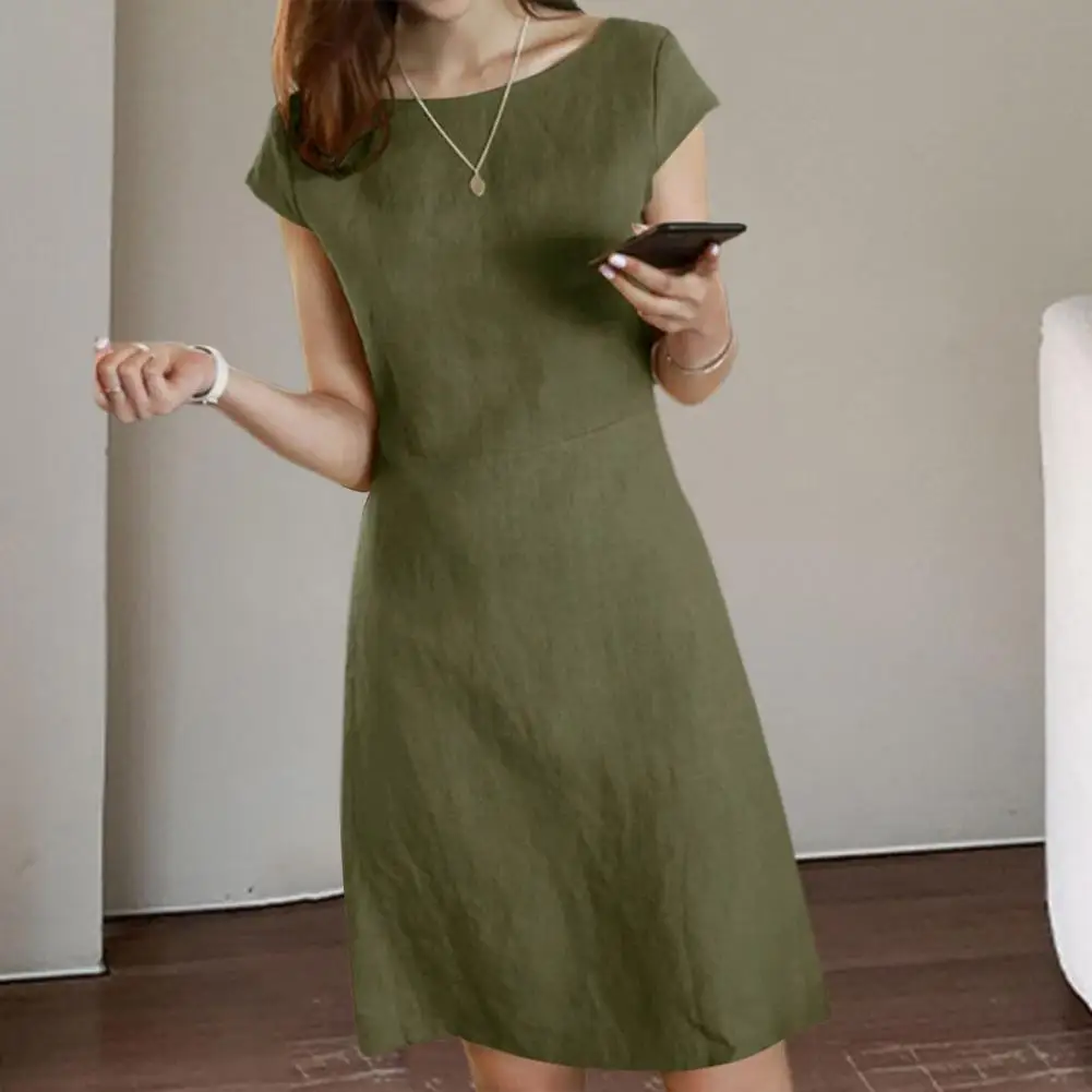 Popular Summer Dress Short Sleeve Thin Summer Elegant Simple Dress  Colorfast Elegant Dress Daily Clothing