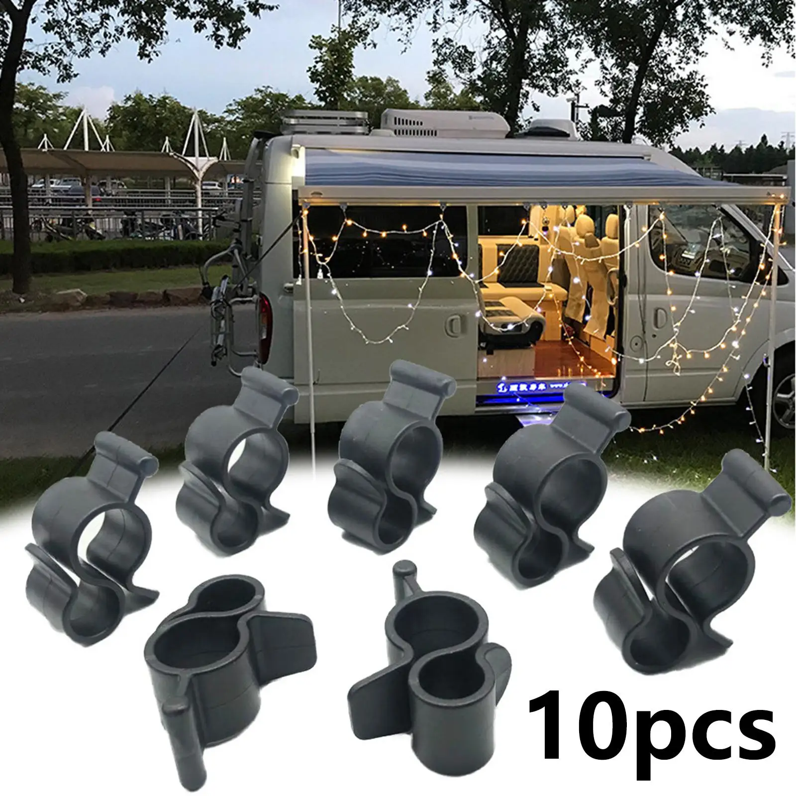

10PCS Awning Clips Camping Caravan Black Travel Standard Tent Clips Rope Clamp