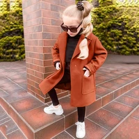 childrens woolen coat to keep warm girls long sleeved suit collar coat dark button jacket fashion spring and autumn kid jacket