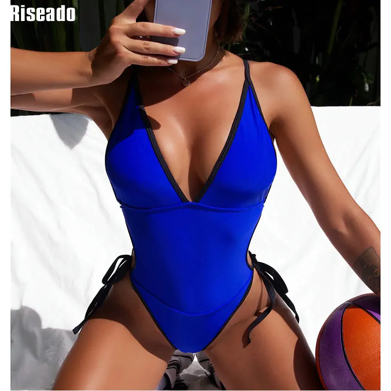 

Riseado Sexy Plunging One Piece Swimsuits Backless Swimwear 2022 New Racerback Bodysuit Women High Cut Swimming Suit for Women