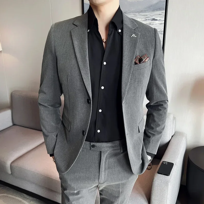 Высококачественный роскошный Мужской приталенный костюм Официальный деловой