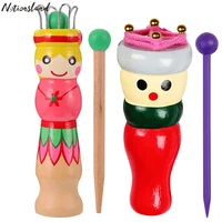 french knitter knitting spool wood knitting tool wood yarn knitting doll maker carfts wooden knitter with needle 2 style