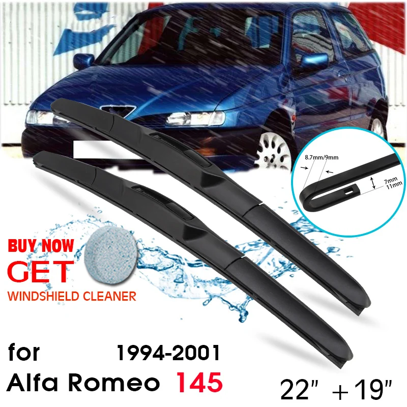 

Car Blade Front Window Windshield Rubber Silicon Refill Wiper For Alfa Romeo 145 1994-2001 LHD / RHD 22"+19" Car Accessories