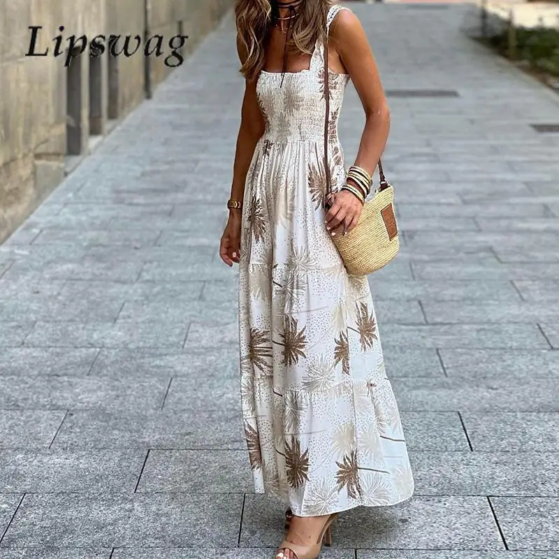 

Модное женское платье с рисунком, элегантное пляжное платье без рукавов с вырезом лодочкой, женские сексуальные плиссированные длинные пляжные платья с открытой спиной