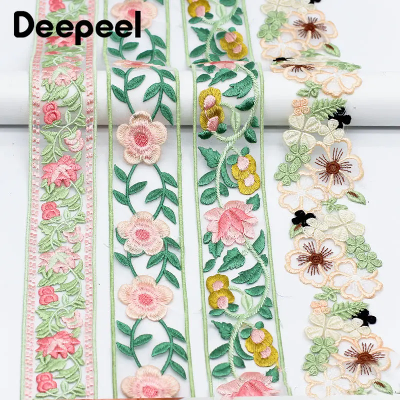 

5/10Yards 4/5/6.5cm Ethnic Embroidery Lace Trim Organza Flower Ribbon Lolita Dress Clothes Decorative DIY Sewing Accessories