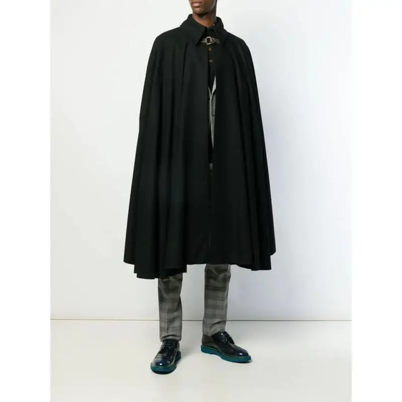 

Men's Spring And Autumn New Personalized Custom Fashion Large Size Mid-length Bat All-match Lapel Woolen Loose Cloak S-6XL
