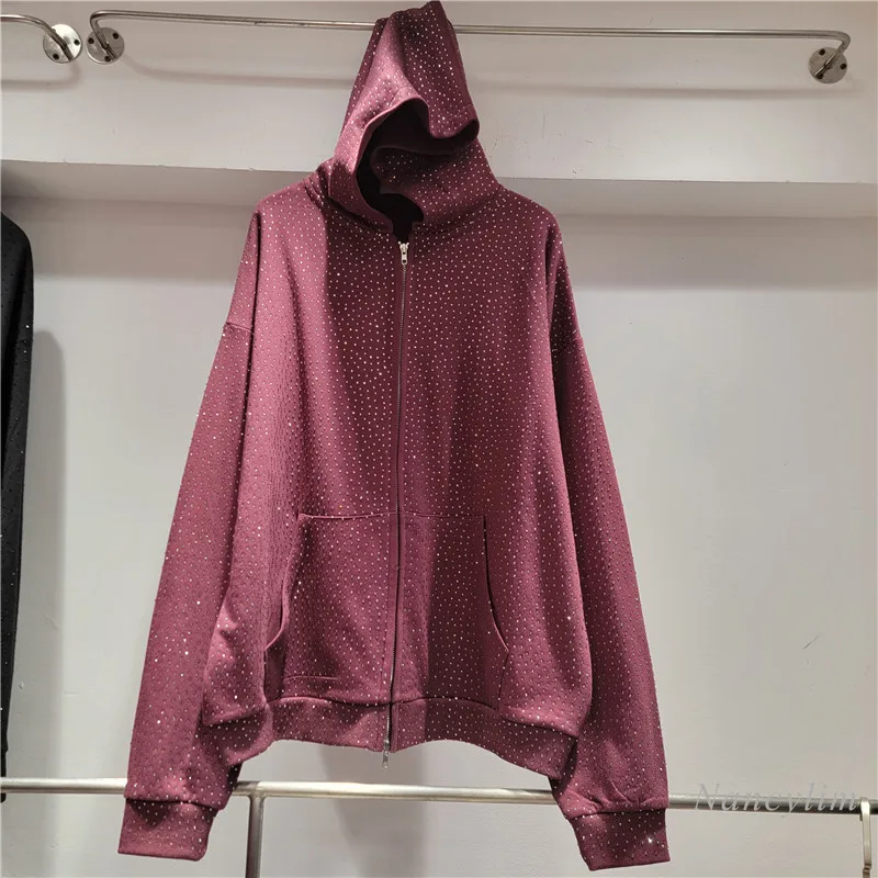 Сверкающий свободный свитшот с капюшоном и длинными рукавами Design Sense + прямые