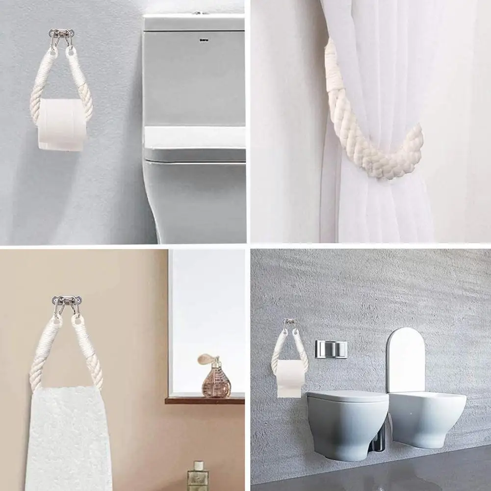 

Rope Tissue Holder 50cm Vintage Style Woven Rope Hanging Holder Holder Decor Paper Roll Shelf Towel Bathroom Hanging Toilet I6i0