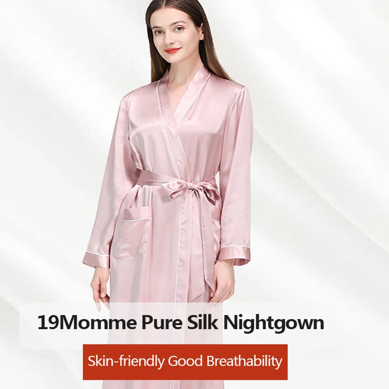 

Ночная сорочка женская из 100 натурального шелка, с длинным рукавом