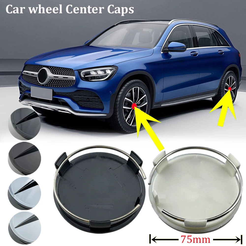 

20pcs 75mm Glossy Black Silver Car Styling Wheel Center Cap Hub Covers Badge For Mercedes Benz Car Accessories A1714000025