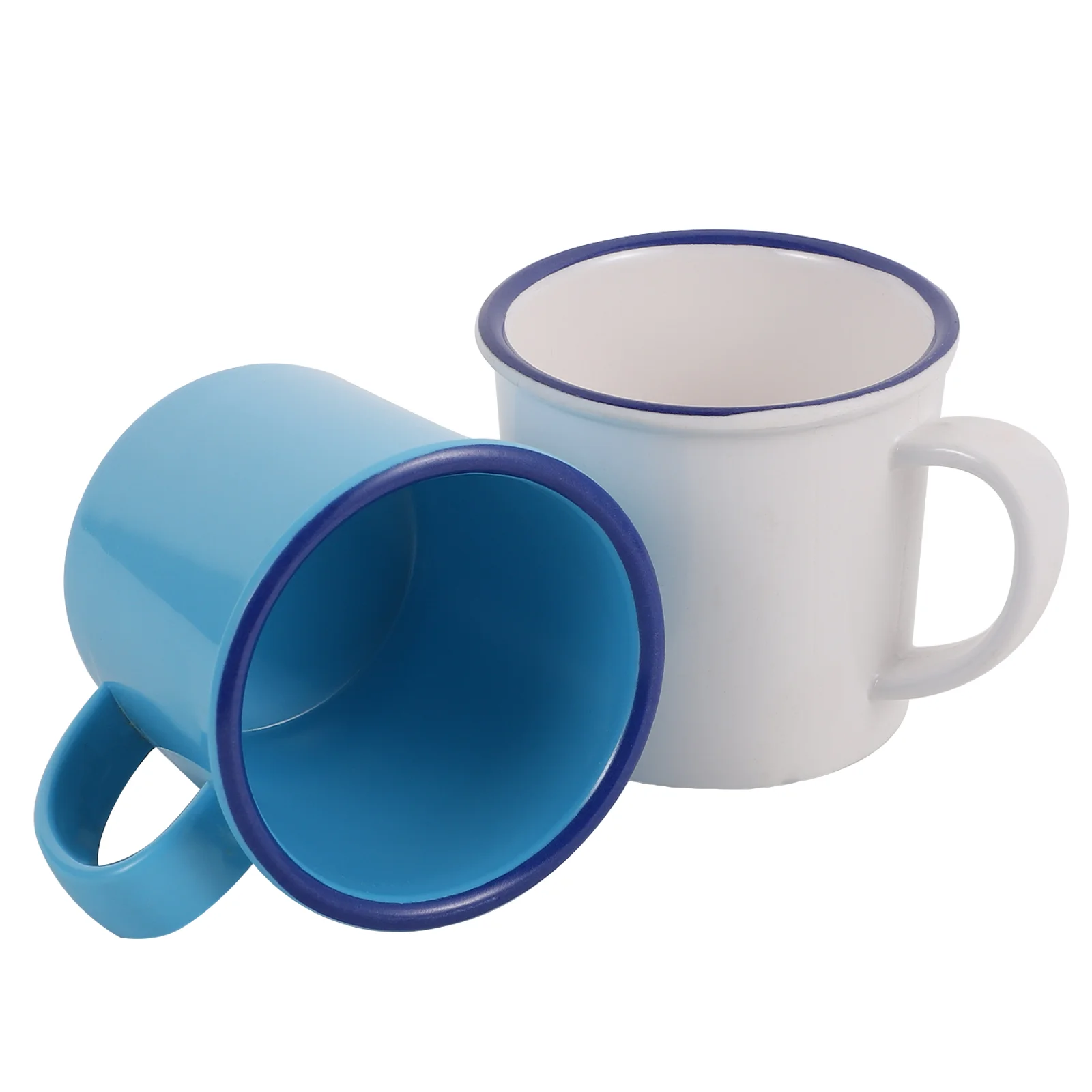 

Mug Cup Coffee Mugs Enamel Tea Camping Cups Drinking Water Melamine Vintage Campfire Imitation Drink Retro Travelbluewhite