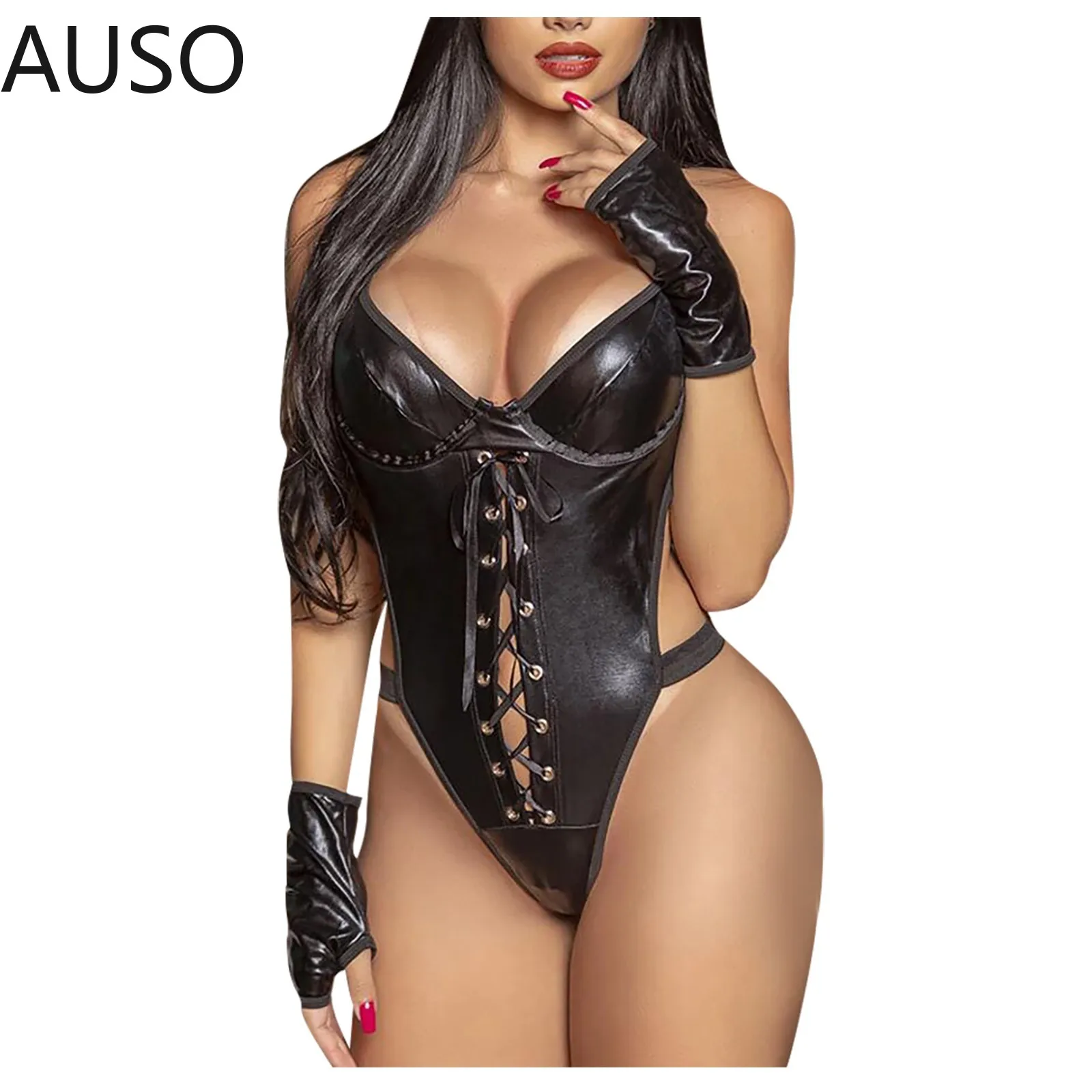 

Сексуальное кожаное нижнее белье, эротическое нижнее белье с V-образным вырезом и ремешками, женское нижнее белье, перекрестные бандажные с...