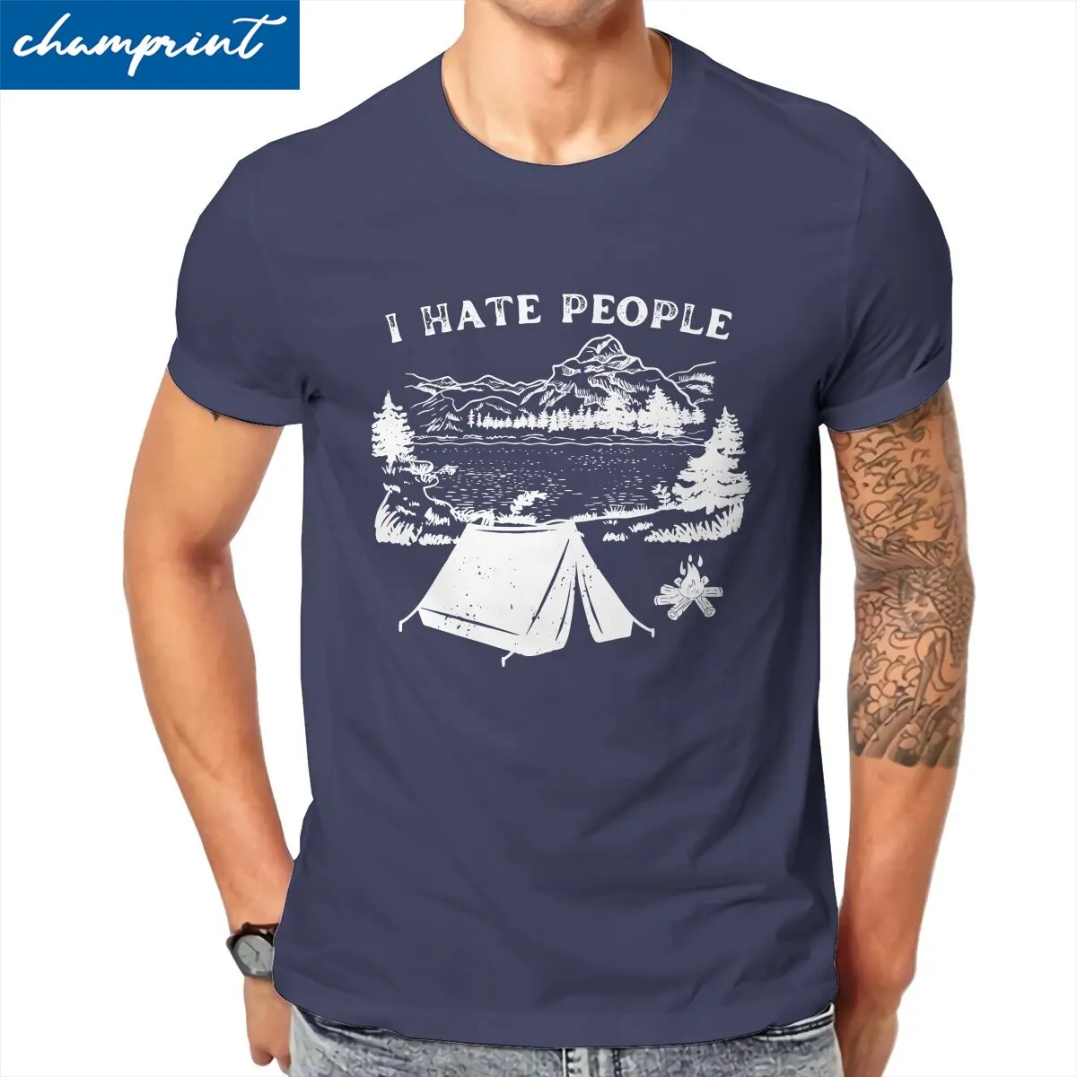 

Crazy I Hate People I Love Camping T-Shirt Men Cotton T Shirts Funny Sarcastic Is a Quote Short Sleeve Tee Shirt Unique Clothes