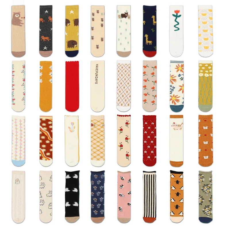 

Spring autumn girls cotton ankle short lovely socks Cartoon multicolor kids children Knee High Socks infant Baby Over Knee Socks