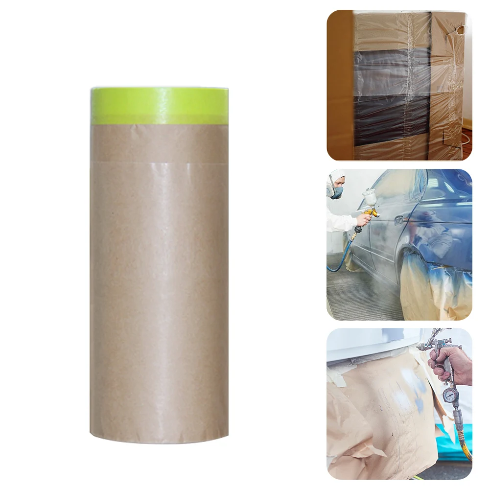 

1roll Paint Application Anti Scratch Self Adhesive Tear Resistant Car Furniture Pre Taped Shield For Painting Masking Paper