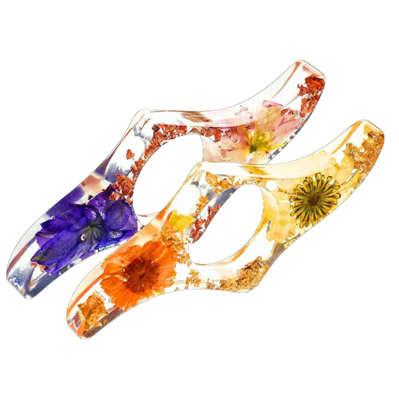 

2pcs Dried Flower Resin Bookmark Portable Teacher Student Home Office Lightweight Bookworm Literary Thumb Ring Page Holder