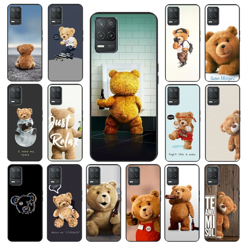 

Cute Teddy bear Beer Case for OPPO Realme GT 2 Pro X2 Pro XT C25S 8 7 6 Pro 6i Realme GT Master C3 C21 C21Y C11 X3 SuperZoom