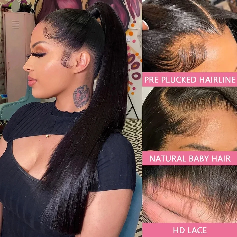 4x6 Glueless Wigs human hair Bone Straight 360 Lace Frontal Wig Human Hair PreCut PrePlucked ready to go wig For Women