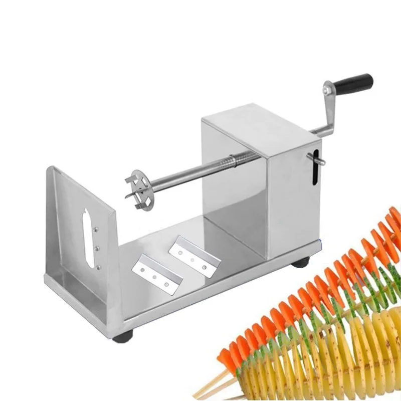 

Stainless Steel Manual Tornado Potato Cutter Twisted Potatoes Slicer French Fries Vegetable Spiralizer Chips Hot Dog Chopper