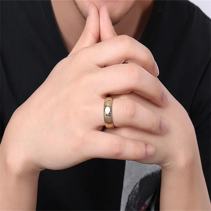 

Fashion tungsten steel ring laser scripture heart diameter men's ring jewelry