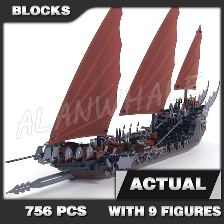 

756pcs Pirate Ship Ambush Ghost Boat Orc catapult King of the Dead 16018 Building Blocks Set Compatible with Model