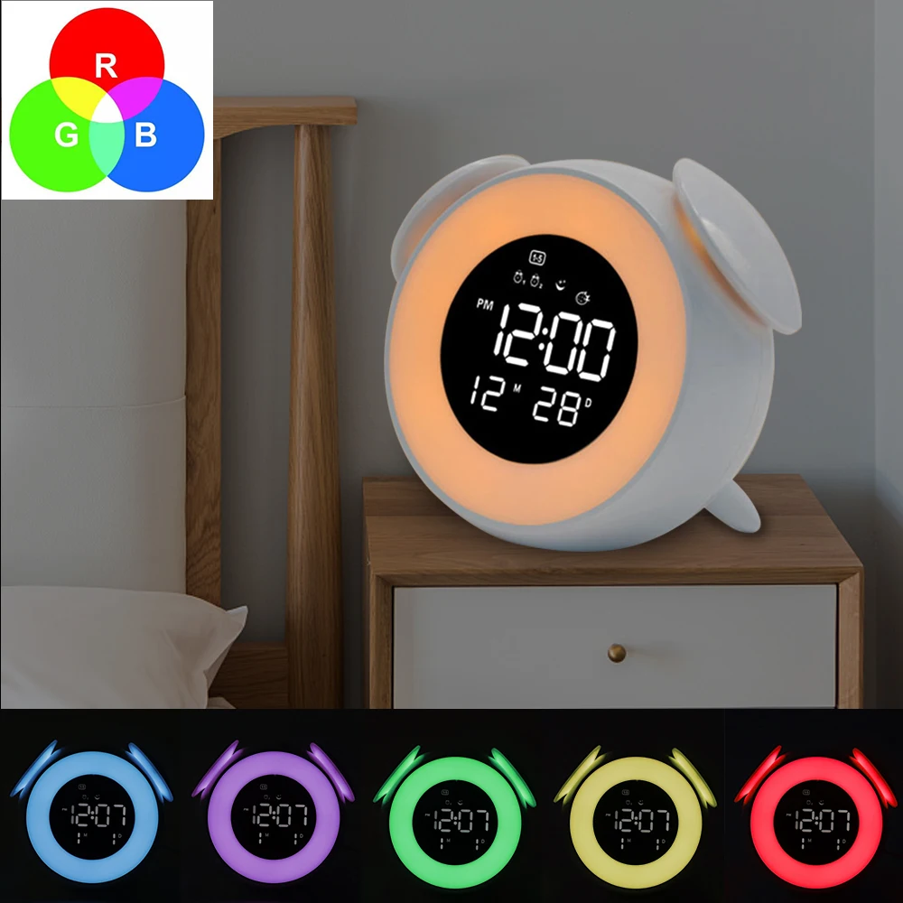 

Цифровой будильник, Настольная светодиодсветодиодный лампа, настольный календарь, будильник, часы с повтором сигнала, зарядное устройство ...