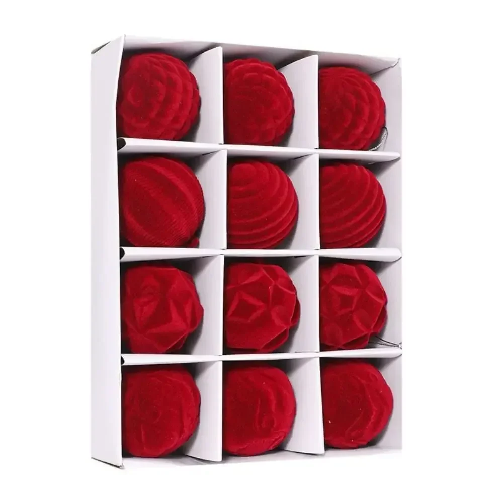 

Декоративные рождественские шары 6 см, 12 шт., флок+пластик, разные цвета