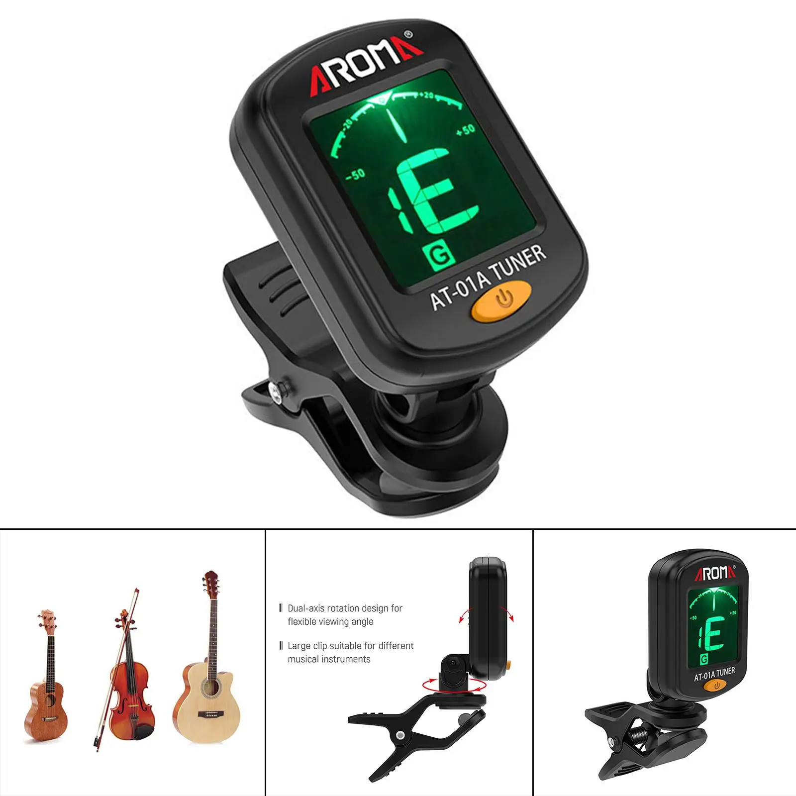 

Clip-on LCD Digital Tuner for Guitar, Bass, Violin, Ukulele, Chromatic