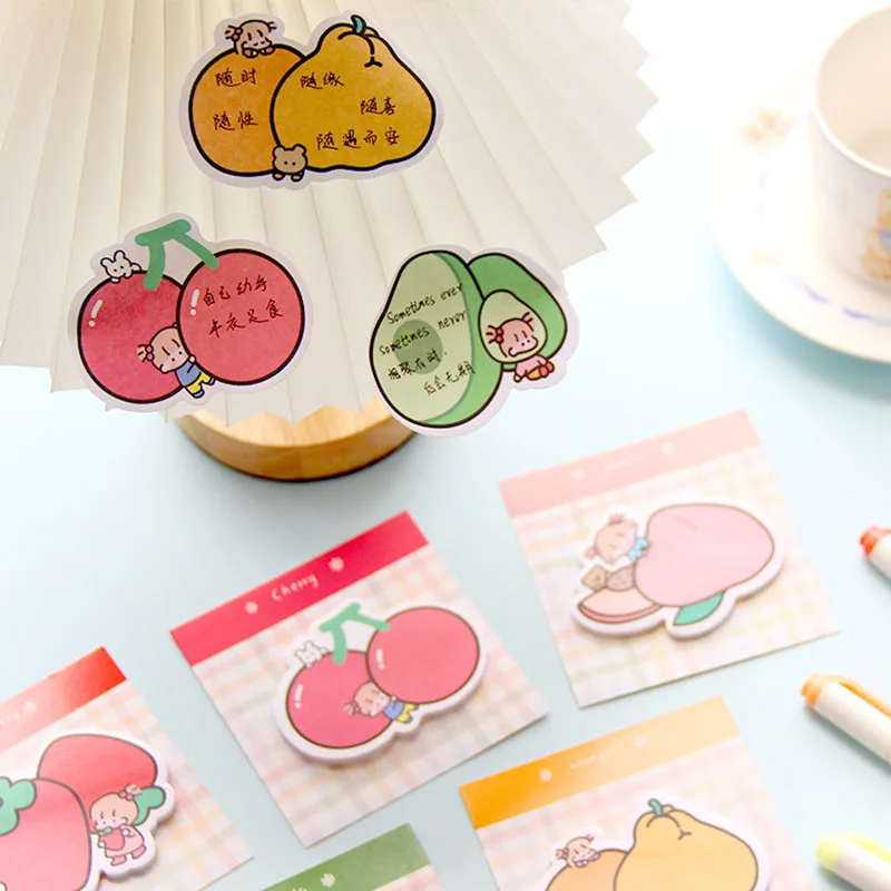 

Students Use Sticky Note Book Small Book Cartoon Fruit Creative Convenience Stickers INS Learn Portable Note Stickers SGBQ167