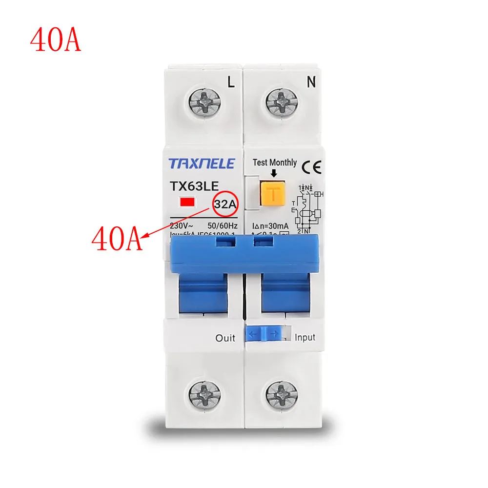 Автоматический выключатель остаточного тока 230 В MCB 30 мА защита от перегрузки