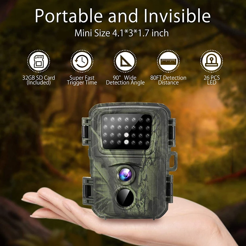 Мини-камера для охоты на природе 1080 нм 20 МП