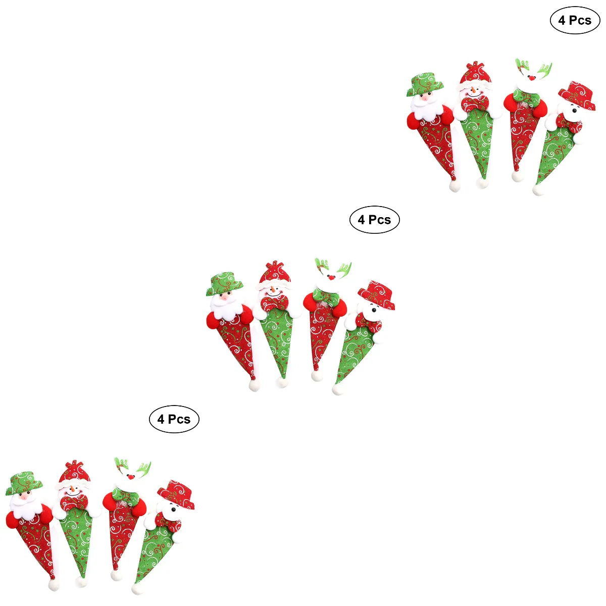 

12 pcs Santa Snowman Elk Bear Silverware Holder Tableware for Hotel Household