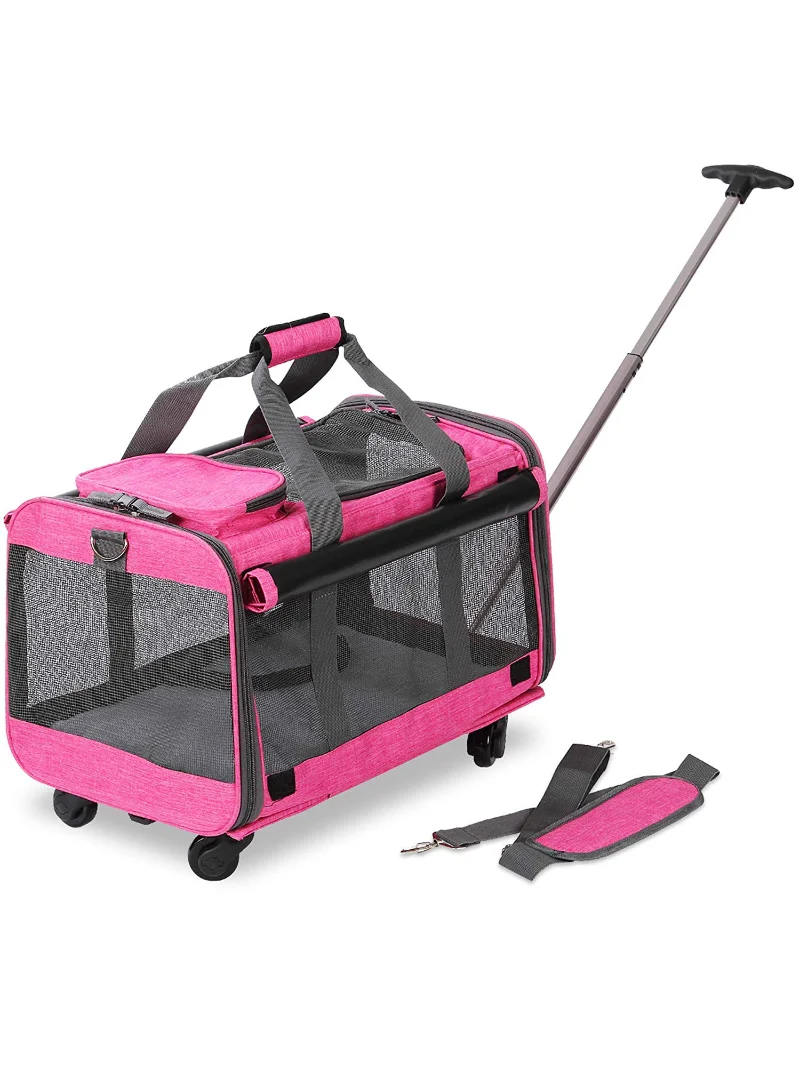 

Переноска для собак тяжелой нагрузки с колесами, розовая веревка, 20 дюймов Д x 13 дюймов Ш x 11,5 дюйма в