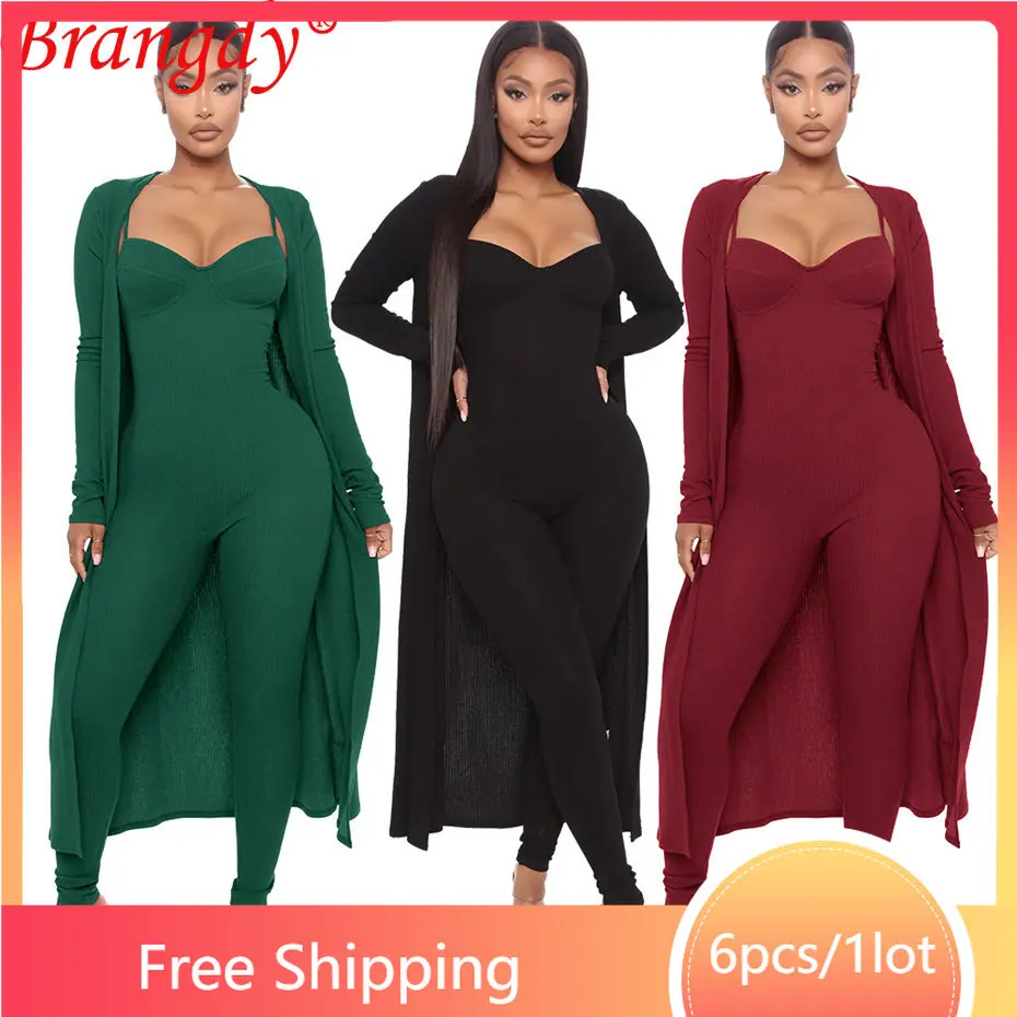 

Женский длинный кардиган, комплект одежды из двух предметов, 6 шт., B10355