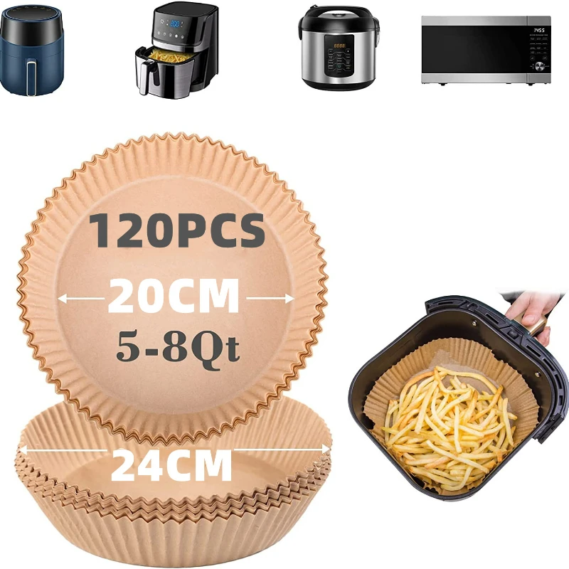 

Одноразовый бумажный вкладыш для фритюрницы, антипригарные вкладыши для фритюрницы, ручка, неотбеленный антипригарный коврик для пергамента для паровой корзины 3-10 шт.