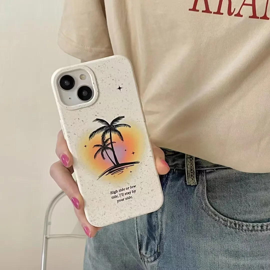 

English Sunset Coconut Tree Phone Case For iphone 14 13 12 11 Pro Max X XR XSMAX 7 8 Plus SE TPU Case Cover new products