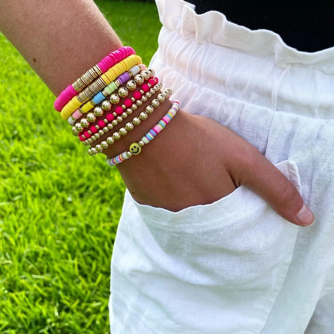 Go2BoHo смайлик браслет из полимерной глины ручной работы модные украшения бисера