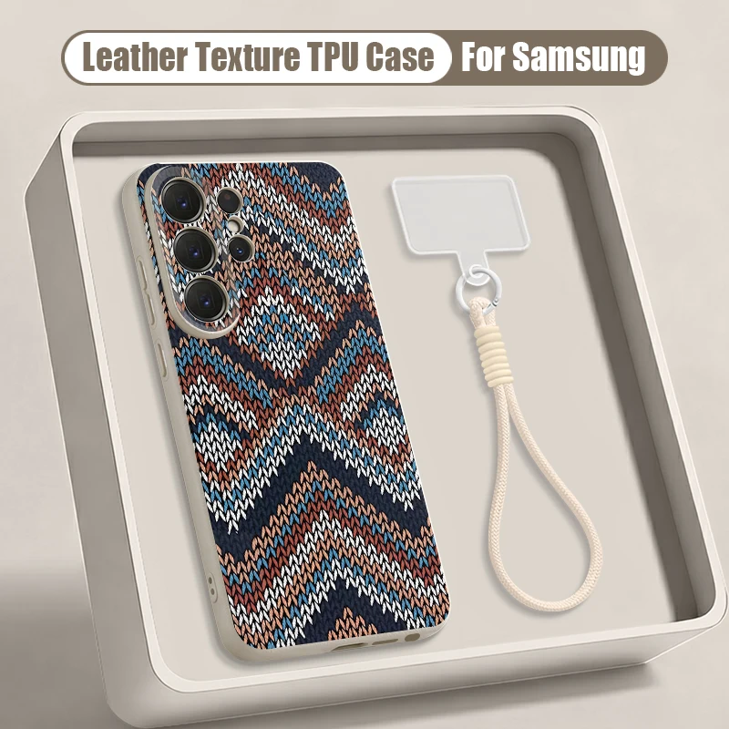 Фото Чехол для телефона с текстурой карбона для Samsung Galaxy S26 S25 S24 Ultra S23 S25 FE A57 A37 A17 A56 A55 A16 A26 с ремешком №1